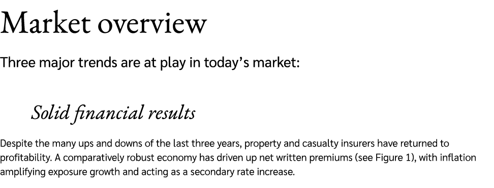Market overview Three major trends are at play in today’s market: Solid financial results Despite the many ups and do...