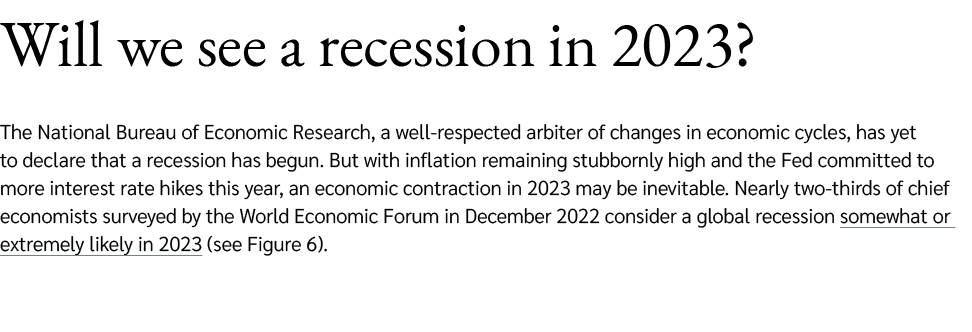 Will we see a recession in 2023? The National Bureau of Economic Research, a well respected arbiter of changes in eco...
